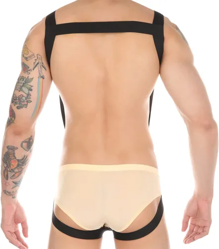 Vista 3 de TiaoBug Body para hombre con tirantes sin espalda, elástico, para lucha, traje de pecho, traje