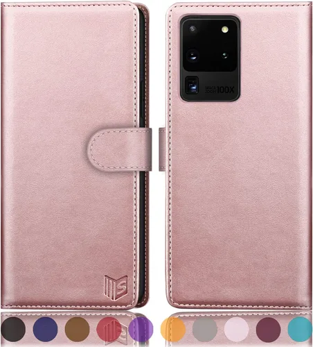 Vista 13 de SUANPOT Funda de cuero tipo cartera para Samsung Galaxy S20 Ultra de 6.9 pulgadas (NON S20/S20+), con tarjetero RFID con tarjetero de crédito RFID