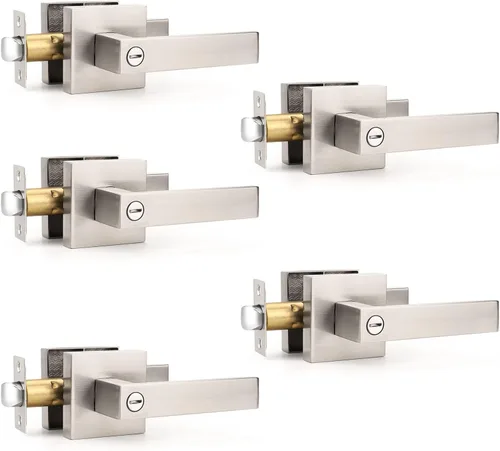 Vista 26 de Gobrico 1 paquete de manijas cuadradas de privacidad para puerta en acabado negro mate, manijas interiores sin llave, reversibles para puertas