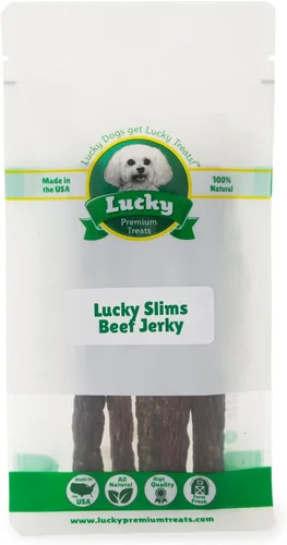 Vista 3 de Lucky Premium Treats Lucky Slims - Golosinas largas de carne de res para perros y palitos crujientes para masticar con carne de res real para perros