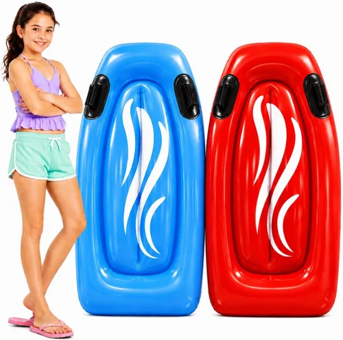 Vista 8 de Inflatable Boogie Boards for Beach - Kids Inflatable Surfboard with Handles, Body Surf Floating Pool Float for Beach & Pool Floats by 4E's Novelty