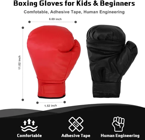 Vista 4 de 2 pares de guantes de boxeo para hombres y mujeres, guantes de entrenamiento de boxeo adecuados para principiantes y niños, juego profesional
