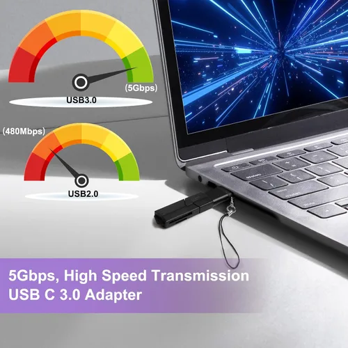 Vista 5 de Adaptador USB C (5 unidades), adaptador USB C a USB, adaptador USB C a micro USB, adaptador USB C macho a USB macho, compatible con dispositivos