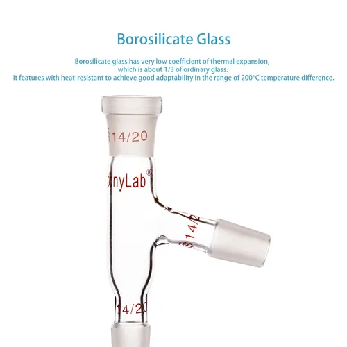 Vista 3 de StonyLab Adaptador de destilación de 3 vías con juntas 14/20 para aparatos de destilación