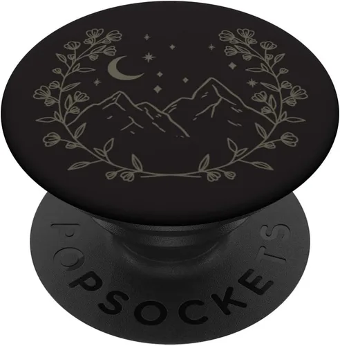 Vista 6 de Verde oliva - PopSockets MagSafe PopGrip floral bohemio con diseño de luna y montaña para iPhone