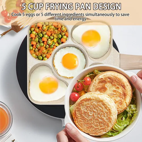 Vista 4 de JUSTUP Sartén antiadherente para tortilla de 5 tazas, sartén saludable de granito de aluminio para panqueques, sartén con mango resistente al calor