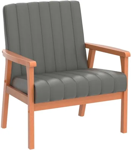 Vista 4 de Edenbrook Carlton - Silla decorativa de madera expuesta para sala de estar, madera real, moderna, canalizada, gris (EH0005CHR00FG)