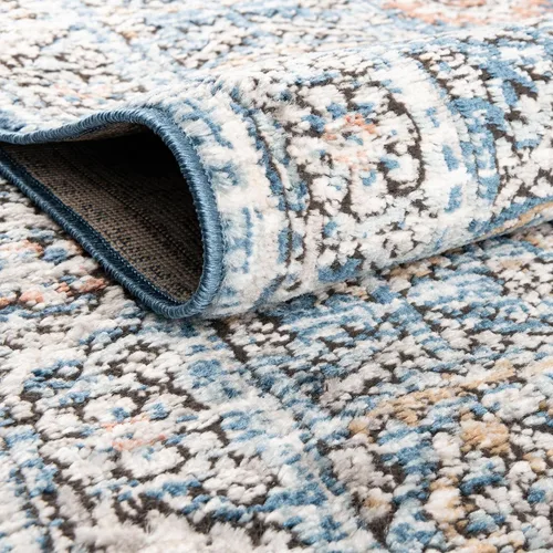 Vista 6 de Unique Loom Nyla Collection - Alfombra de área - Princesa (10 pies, redonda, azul/marrón)