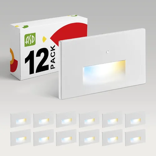 Vista 12 de ASD Lámpara LED Empotrada para Escalones, Iluminación de Peldaños para Escaleras de Exterior e Interior 3CCT, Regulable, Impermeable, Listado ETL