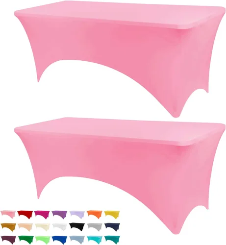 Vista 47 de BDDC - Funda de mesa ajustada de 4 pies, manteles de elastano negros, manteles elásticos lavables y resistentes a las arrugas para eventos, bodas