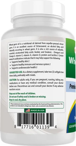 Vista 7 de Best Naturals Aceite de germen de trigo 1130 mg 120 cápsulas blandas (paquete de 2)