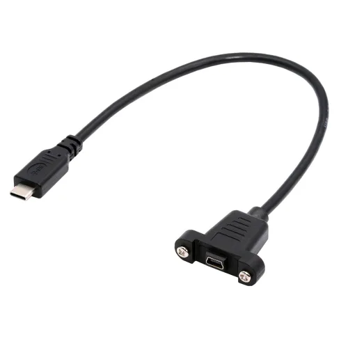 Vista 10 de cablecc Tipo de montaje en panel Mini USB2.0 5Pin macho a hembra Cable adaptador de extensión con tornillos 19.7 in