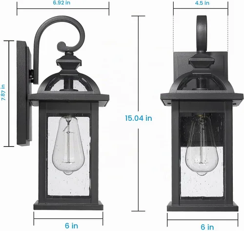 Vista 5 de Darkaway Accesorios de iluminación exterior para montaje en pared, aplique de pared al aire libre con vidrio sembrado, impermeable, accesorio