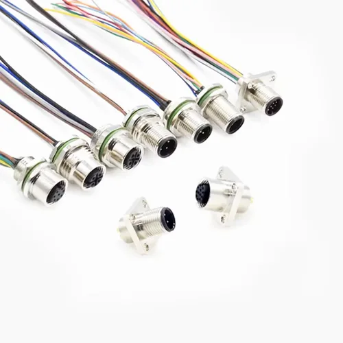 Vista 5 de Cable conector macho M12 de 5 pines, un cable de montaje trasero recto codificado impermeable enchufe de aviación macho sin blindaje Cable eléctrico
