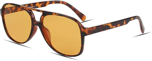 Vista 22 de Freckles Mark Lentes de sol clásicos estilo retro de los años 70 para mujeres y hombres, montura estilo aviador, cuadrada, grande y de moda