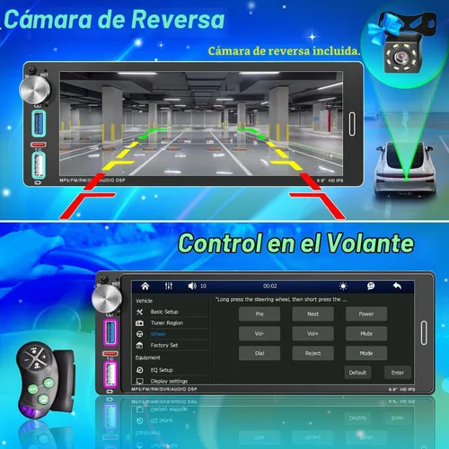 Vista 5 de IPS 6.9 "Radio de pantalla táctil de un solo DIN, Apple CarPlay Android