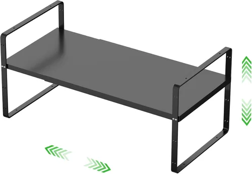 Vista 7 de Estante de almacenamiento expandible apilable para cocina, baño, despensa, armario de especias, encimera, escritorio de oficina en casa, resistente
