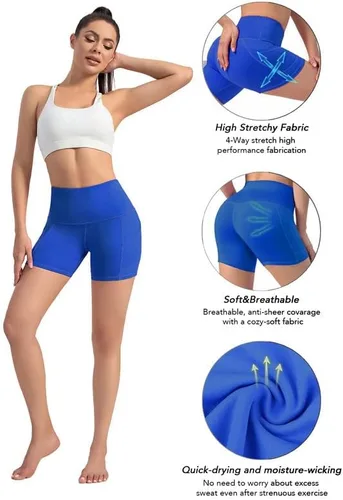Vista 3 de Leggings con bolsillos para mujer, pantalones de yoga, leggings de entrenamiento de cintura alta y control de abdomen, leggings de compresión