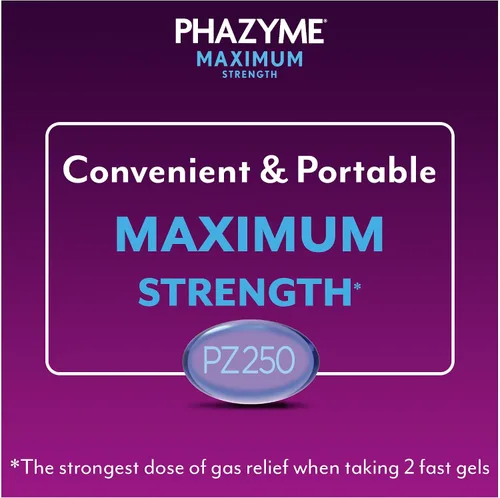 Vista 5 de Phazyme - Alivio máximo para los gases y la hinchazón, 250 mg de simeticona, 12 cápsulas blandas
