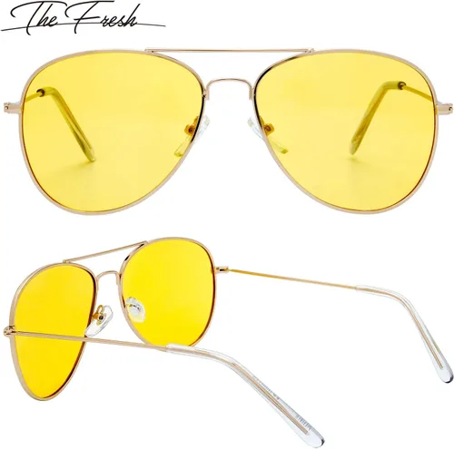 Vista 4 de The Fresh Hombres Mujeres Conducción Polarizada HD Visión Nocturna Conducción Gafas Anti-reflejo Lente Amarillo Marco Ultra Ligero