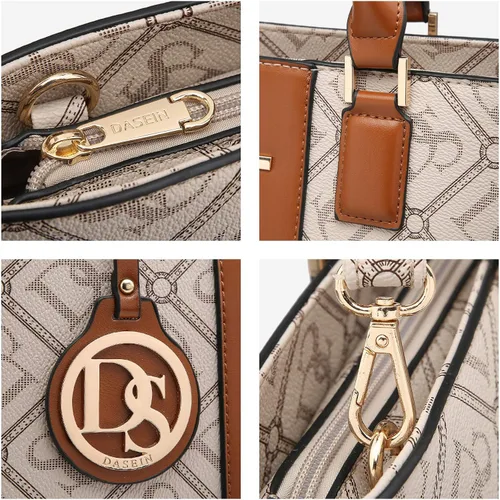 Vista 3 de DASEIN - Bolsa de mano para mujer, bolsa tipo bandolera, asa superior, bolsa plana para trabajar