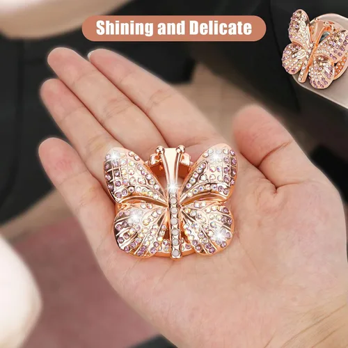 Vista 5 de Cubierta para botón de arranque y parada de automóvil, con diamantes de imitación de mariposa, bonita cubierta protectora de encendido, cubierta