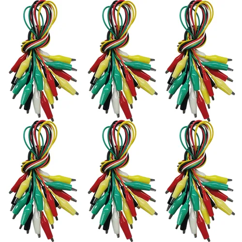 Vista 11 de 10 clips eléctricos de cocodrilo de alta calidad, 5 cables de prueba de colores con sondas de prueba, cables de puente de cocodrilo con clips