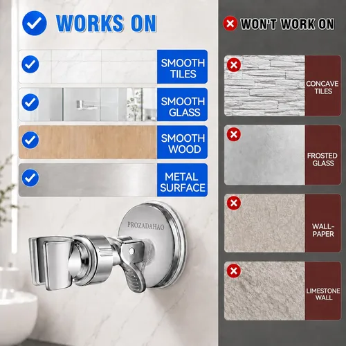 Vista 4 de Soporte ajustable para cabezal de ducha, soporte de ventosa de baño para cabezal de ducha de mano, soporte de ducha extraíble montado en la pared