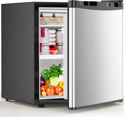 Vista 11 de Electactic - Mini refrigerador de 1.6 pies cúbicos, refrigerador compacto de una sola puerta reversible, termostato ajustable, ultra silencioso Negro
