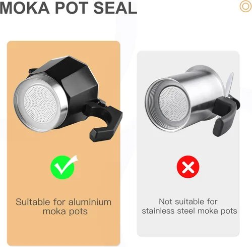 Vista 3 de wedrink 1 filtro y 3 sellos de silicona de repuesto para cafetera de aluminio Moka Pot y estufa Espresso (6 tazas)