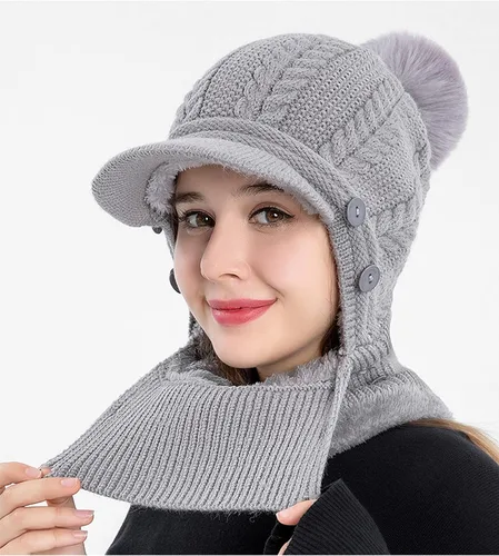 Vista 26 de HUAMULAN Gorro de invierno de una pieza para mujer, pasamontañas de forro polar, pasamontañas, máscara facial, bufanda, orejeras, esquí, nieve
