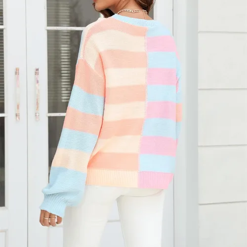 Vista 6 de LCMTWX Suéteres tipo cárdigan para mujer, con cuello redondo en contraste, de manga larga, suéter con cuello en V, suéter para bebé