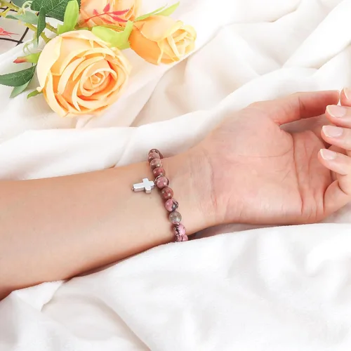 Vista 6 de Pulsera de piedra natural, regalos para mujeres, abuela, mamá, esposa, hija, tía, hermana, nana, gigi, mimi, novia, día de la madre, cumpleaños