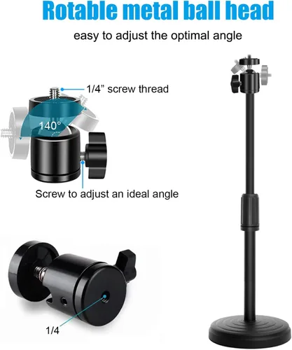 Vista 3 de Webcam Stand for Desk, 12.5 Inch Webcam Tripod Computer Camera Stand Webcam Mount with Phone Holder Desktop Web Cam Mount for Logitech C920 C922