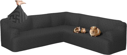 Vista 24 de Fundas para sofá seccional en forma de L de 1 pieza, fundas de esquina elásticas para sofá, funda de sofá antideslizante, lavable, fundas de sofá