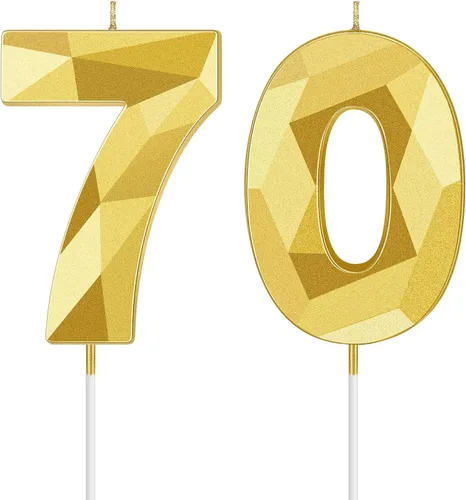 Vista 20 de Nuanchu Velas de cumpleaños número 10 en forma de diamante 3D Velas numerales para pastel de cumpleaños Decoración temática para horneado familiar