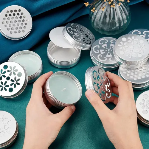 Vista 2 de Recipiente de perlas de aroma de 2 onzas latas vacías con tapa