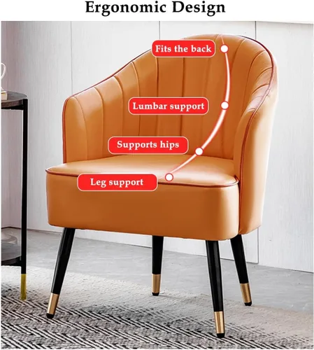 Vista 3 de YCKEGEW Sillón para sala de estar, silla moderna de discoteca, silla de cuero, taburete tapizado, silla individual para sala de estar, dormitorio