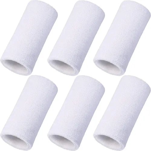 Vista 24 de WILLBOND Bandas de sudor de muñeca de 6 pulgadas para hombres y mujeres, elásticas, atléticas, largas, absorbentes, para baloncesto, tenis, correr