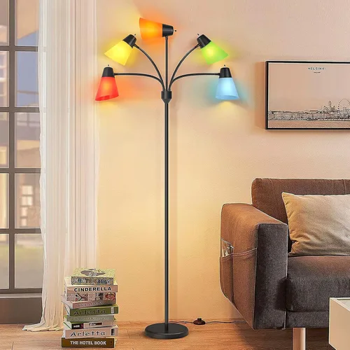 Vista 8 de FOLKSMATE Lámpara de Pie LED, Medusa Múltiples Cabezales Moderna Alta, Rústica Ajustable Luz de Lectura de Pie para Sala de Estar/Habitación de Negro