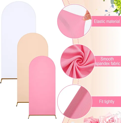 Vista 4 de Gisafai Juego de 6 soportes de metal para telón de fondo de arco y cubierta de arco de boda Chiara con cubierta de elastano para decoración de bodas