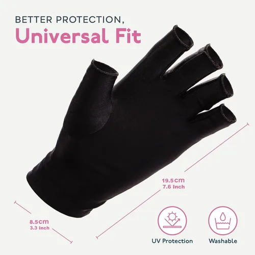 Vista 6 de SUNUV Lámpara de uñas LED UV, guantes de luz UV para uñas de gel, guantes sin dedos con protección UV, secador de uñas para lámpara de curado
