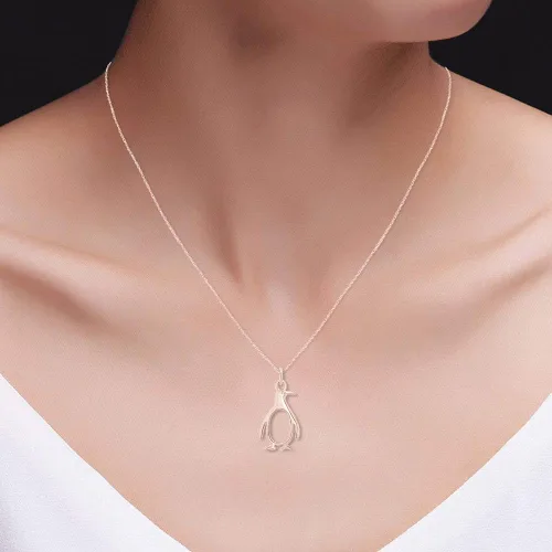 Vista 5 de Jewel Zone US Collar con colgante de pingüino de plata de ley de 14 quilates