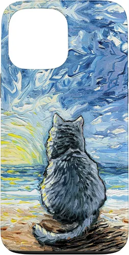 Vista 24 de Nebelung Gray Cat Starry Night Persian Russian Blue Art Case for iPhone 17