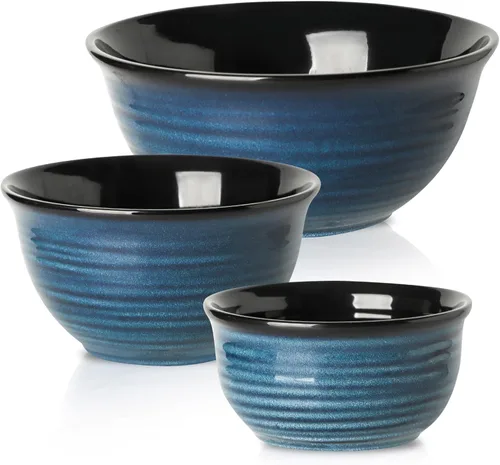 Vista 26 de HASENSE - Cuencos de sopa de cerámica y cuencos de cereal, juego de 6 cuencos de 20 onzas para cocina, juego de cuencos apilables para ramen