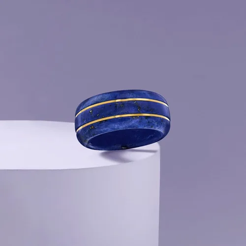 Vista 5 de Ross-Simons Anillo de piedras preciosas en oro amarillo de 14 quilates, Gema, Lapislázuli