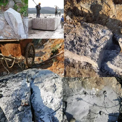 Vista 4 de Cuñas de división de rocas, cuñas de piedra pesada, cincel de hierro y herramientas de separación de rocas. Estas herramientas de cuña y plumas
