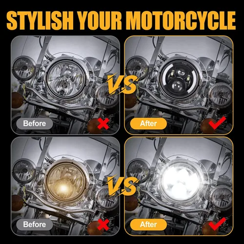 Vista 3 de Faros Delanteros LED de 7 Pulgadas con Aprobación DOT para Proyector Daymaker 2880lm Chip CREE & Philips para Harley Davidson, Faro-2 Road King