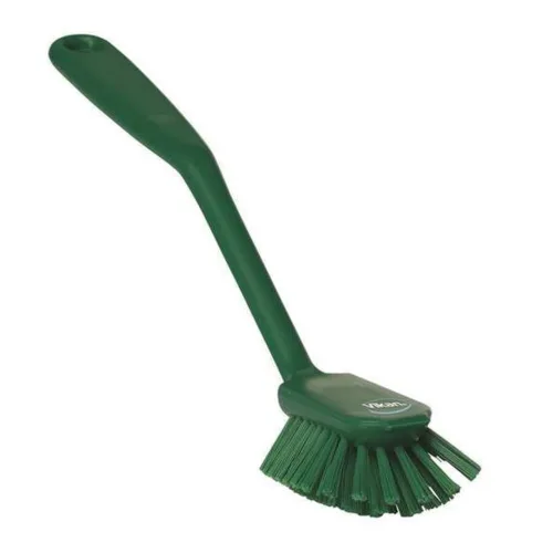 Vista 12 de Dish Brush with Scraper Edge 280mm - Medium Bristles - Black - Food Grade FDA Compliant