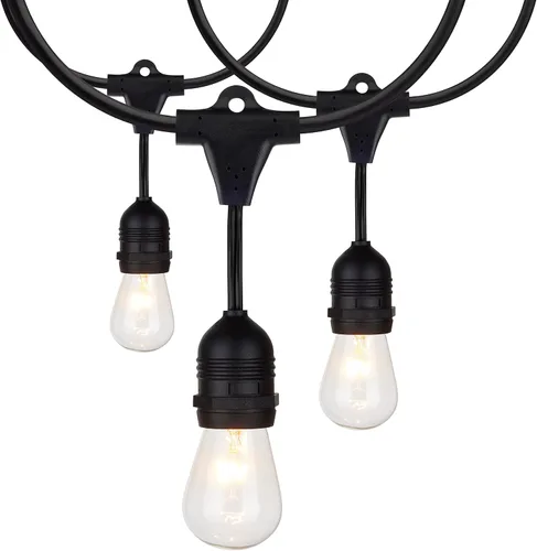 Vista 7 de Satco S8039 - Tira de luces incandescentes para interiores y exteriores, color negro, bombillas no incluidas, 24 pies (paquete de 1)
